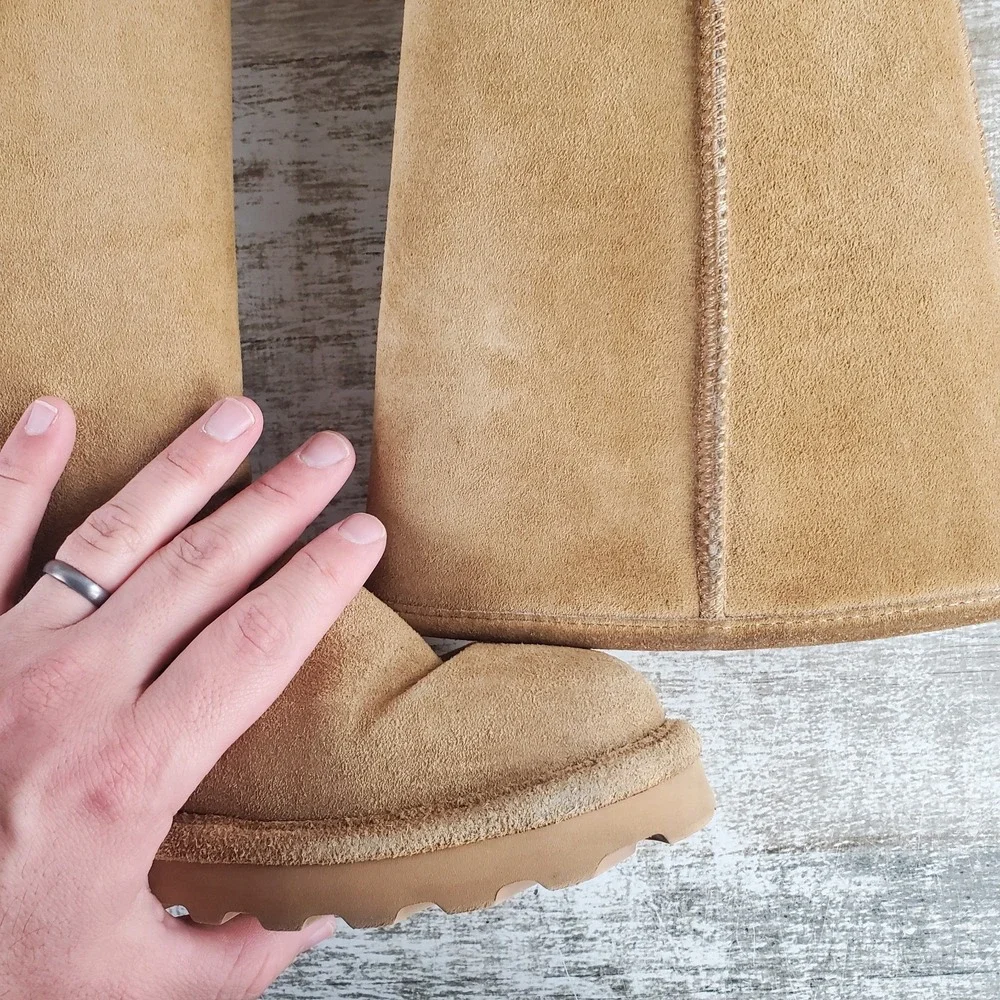 Bearpaw Elle Tall Hickory Womens Mid-Calf Boots Sz 7 Iced‎ Coffee Suede Slip On